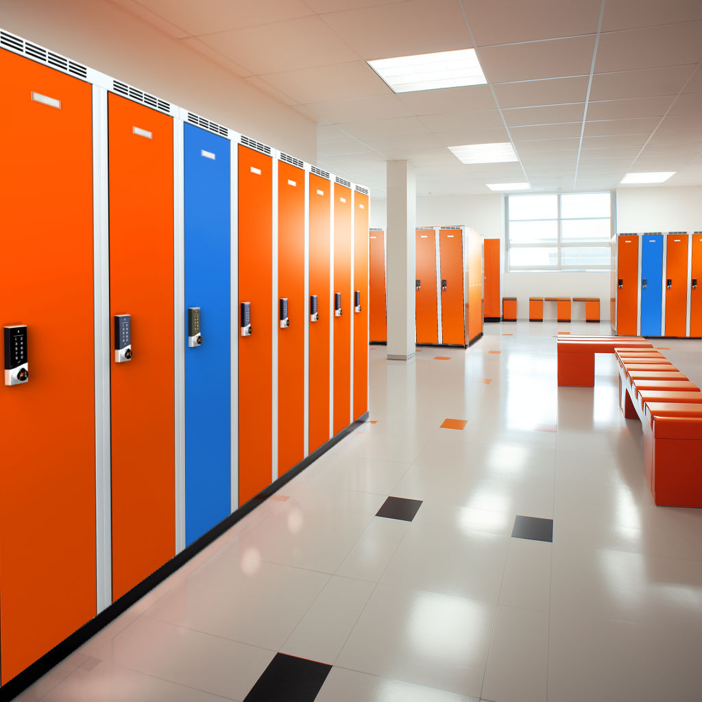Metal lockers with a height of 150cm for primary school.