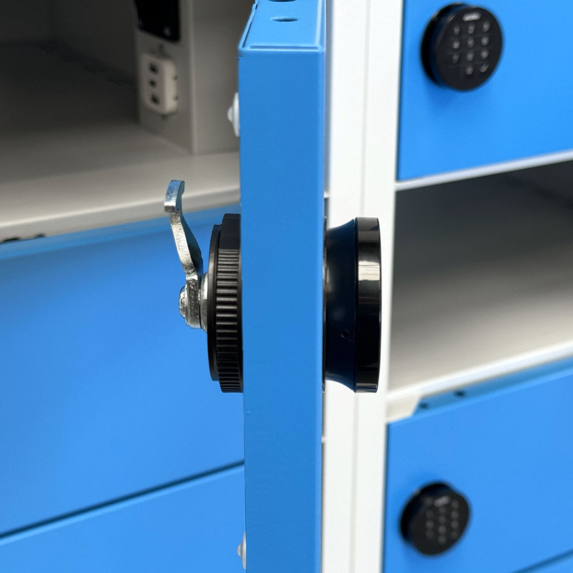 The charging boxes are secured with a hook and loop fastener