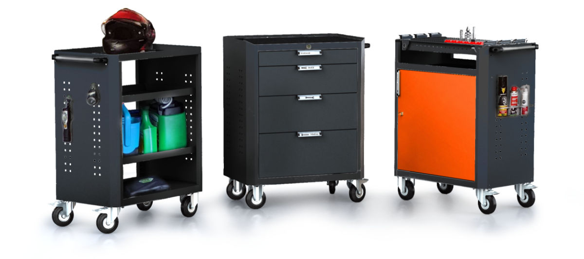 Workshop trolleys of the UNI series, various designs