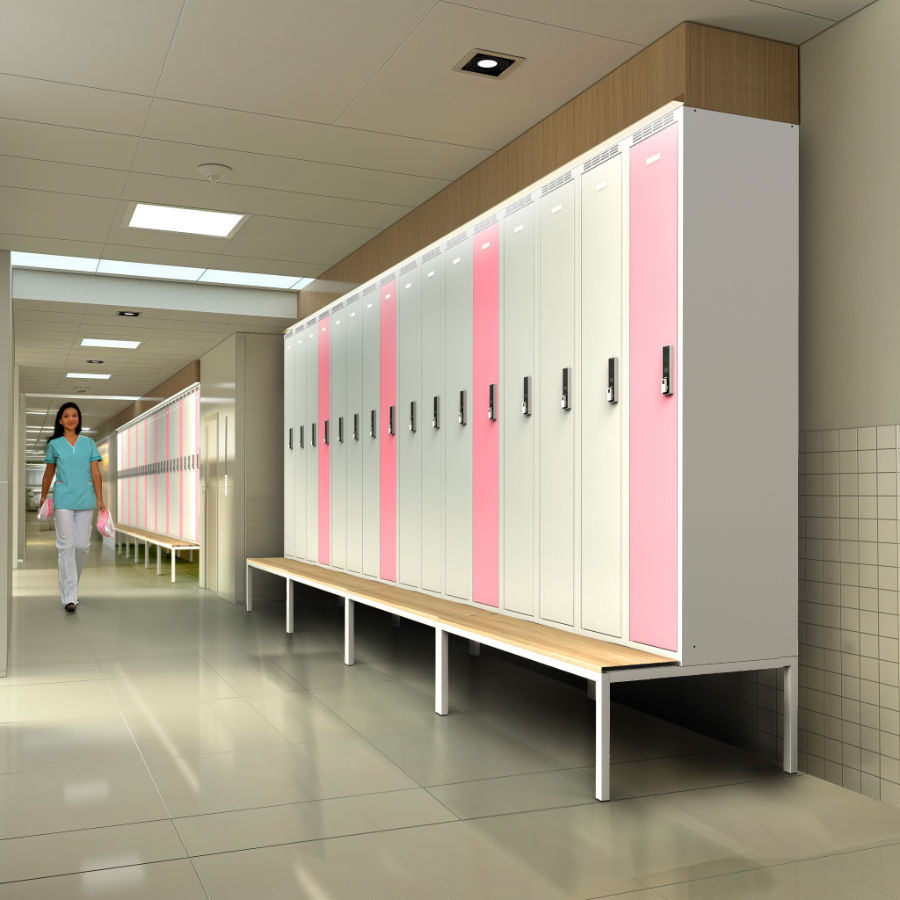 Lockers with bench for hospital