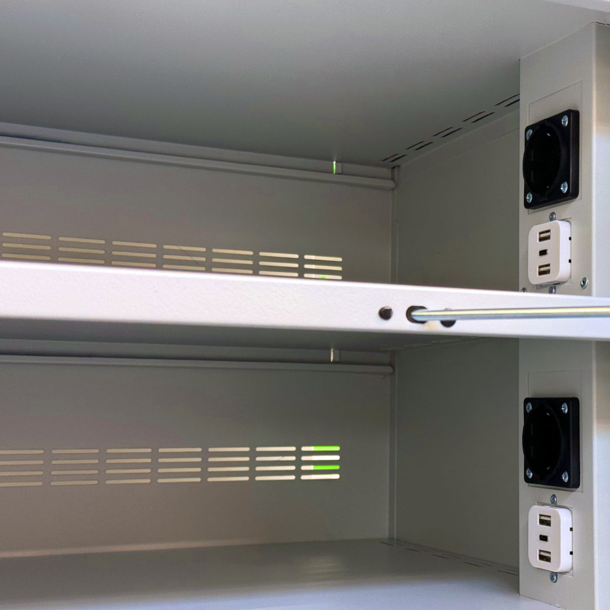 Charging cabinets contain 230V sockets and USB ports